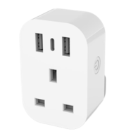Tuya WiFi UK Adaptor Smart Socket, USB & Type-C Fast Charge, Power Metering, Independent App Control, Alexa Google, 3120W, White